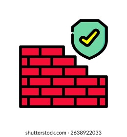 Firewall Icon Lineal Color Vector Illustration