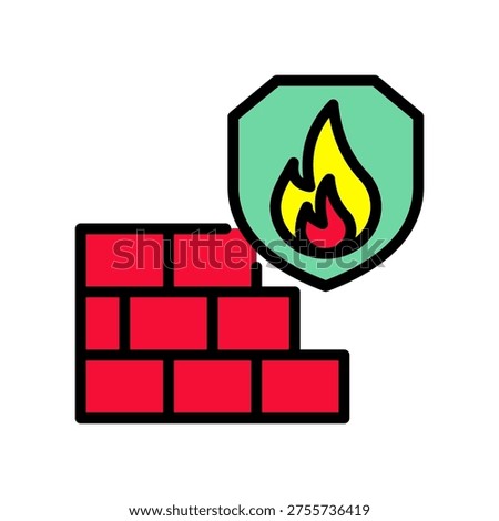 Firewall icon lineal color vector Illustration