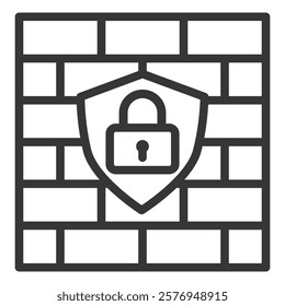 Firewall Icon Lineal Style Vector Illustration