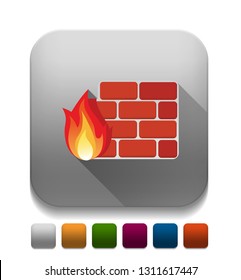 firewall icon With long shadow over app button
