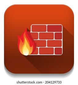 firewall icon With long shadow over app button