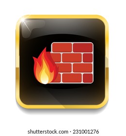 firewall icon With long shadow over app button