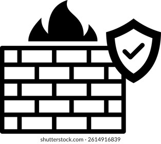 Firewall Icon Mixed Vector Illustration