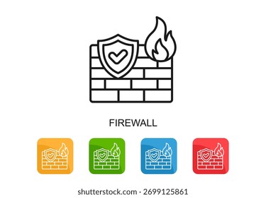 Firewall Icon Multi Color Vector Illustration