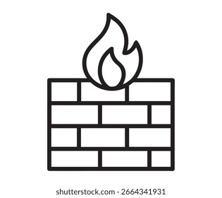Icono de cortafuegos: protección de red, escudo de ciberseguridad, símbolo de seguridad de Internet, archivo de ilustrador de Vector.