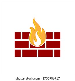 Firewall Icon, Network Security System, Incoming, Outgoing Network Traffic Monitor, Controller Vector Art Illustration