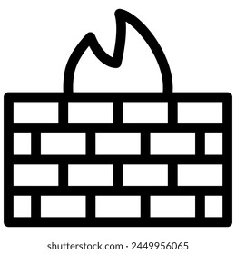 icono de cortafuegos con estilo de contorno