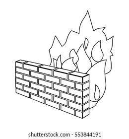 Firewall icon in outline style isolated on white background. Hackers and hacking symbol stock vector illustration.