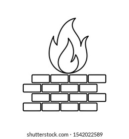 Firewall icon. Outline thin line illustration. Flat and isolated on white background. 