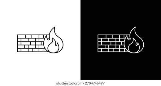 Firewall icon pixel perfect. Outline symbol. Simple linear drawing.