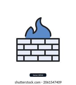 Icono de cortafuegos. Conjunto de iconos de protección y seguridad. Concepto de icono de seguridad cibernética. Pixel perfecto.