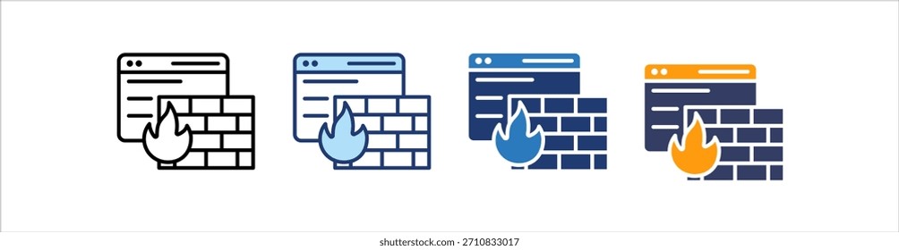 Conjunto de iconos de cortafuegos Colección de estilos múltiples
