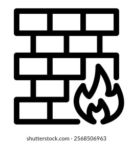 Firewall icon with simple and line style