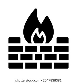 ícone de firewall com glifo de estilo