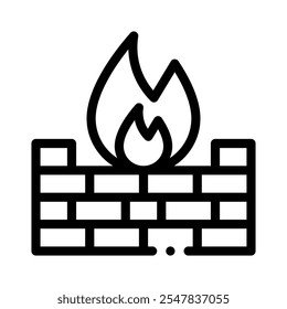 firewall icon with style outline