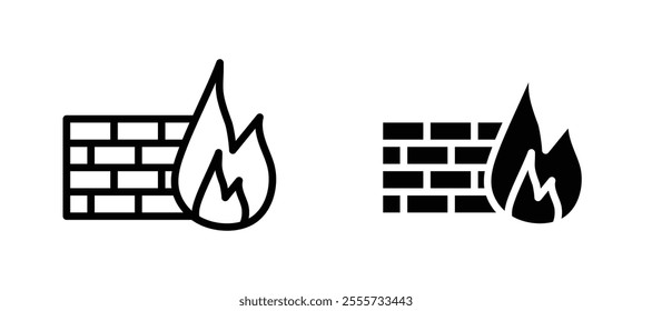 Firewall icon symbol collection on white background.