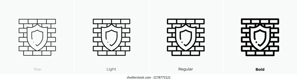 firewall icon. Thin, Light Regular And Bold style design isolated on white background