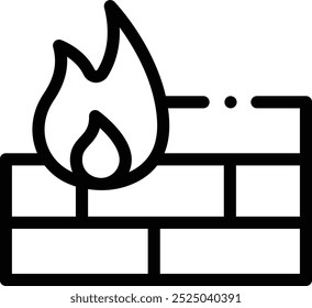 Firewall-Symbol. Design mit dünnen linearen Stilen einzeln auf weißem Hintergrund
