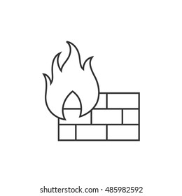 Firewall icon in thin outline style. Computer network, internet protection, antivirus 