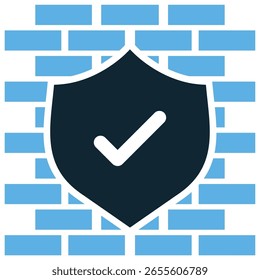 Vetor de ícone de firewall, representando a segurança de rede e a proteção de dados. Ideal para projetos de segurança cibernética, infraestrutura de TI ou privacidade que exibem defesa contra ameaças e acesso não autorizado.