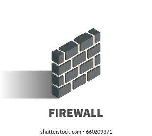Firewall Icon, Vector Symbol In Isometric 3D Style Isolated On White Background.