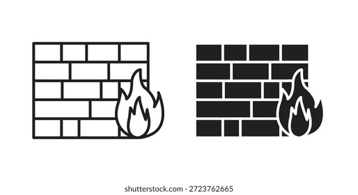 Ícones de firewall em linhas finas, linhas finas, contorno e traçados