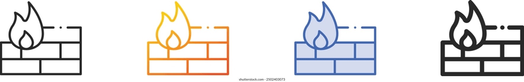 firewall icon.Thin Linear, Gradient, Blue Stroke and bold Style Design Isolated On White Background