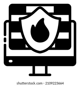 firewall internet security cloud computing network icon illustration black and white 