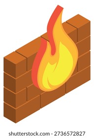 Firewall isometric icon. Cyber security. Device protection