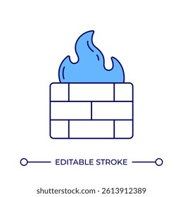 Firewall line color icon. Isolated vector illustration. Network security system. Monitor, filter and control digital traffic. Isolated vector illustration. Flat colorful symbol design. Editable stroke
