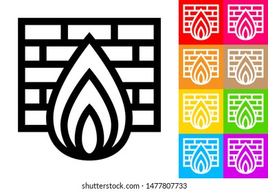 Firewall. Line Icon With Different Color Background.