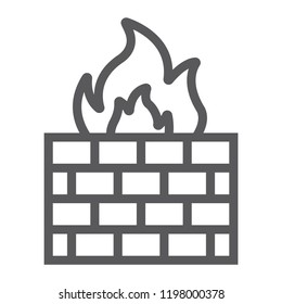 Firewall line icon, fire and security, wall sign, vector graphics, a linear pattern on a white background, eps 10.