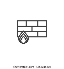Firewall line icon. linear style sign for mobile concept and web design. Brick wall and fire flame outline vector icon. Security symbol, logo illustration. Pixel perfect vector graphics