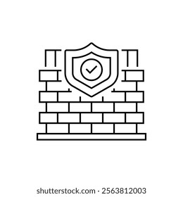 Firewall Line Icon. linear style sign for mobile concept and web design. Outline vector icon.
