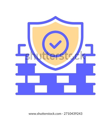 Firewall Line Icon, Outline Symbol for Cyber Security, Network Protection, Data Shield, Access Barrier, and Threat Prevention. Vector Sign Icon.