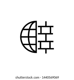 Firewall line icon. Planet, brick wall, protection. Data security concept. Vector illustration can be used for topics like information security, internet, privacy