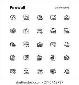 Firewall Line Icons Perfect for Your UI Project