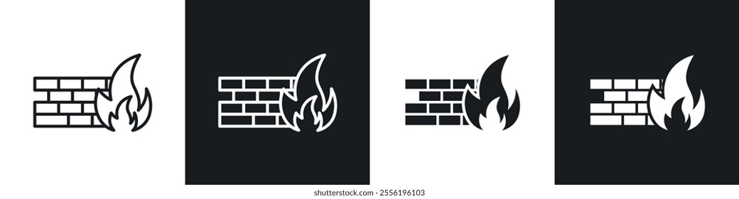 Firewall linear icon set for app, and web design.