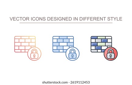 Firewall Lock icon design with white background stock illustration