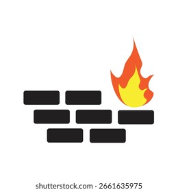 Ilustración de icono de logotipo de cortafuegos plana