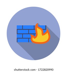 firewall long shadow icon. Simple color vector of virus and antivirus icons for ui and ux, website or mobile application