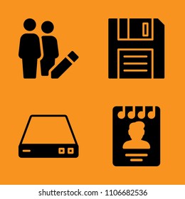 firewall, modem, diary and label icons set. Vector illustration for web and design