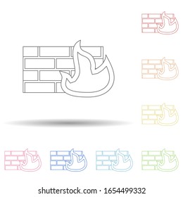 Cortafuegos en un icono de estilo multicolor. Línea delgada simple, contorno vectorial de iconos antivirus para ui y ux, sitio web o aplicación móvil