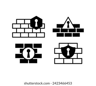 firewall network security icon vector design simple black white flat modern illustration collections isolated