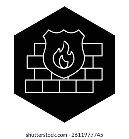 Firewall Network Security Shield Vector Icon Design, cybersecurity, network security, data protection