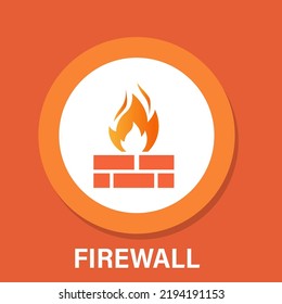 Firewall on a red background. Vector illustration