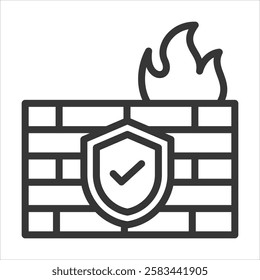Firewall Outline Icon Vector Illustration