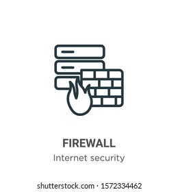 Firewall outline vector icon. Thin line black firewall icon, flat vector simple element illustration from editable internet security concept isolated on white background