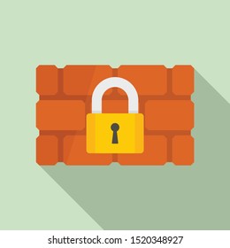 Firewall padlock icon. Flat illustration of firewall padlock vector icon for web design