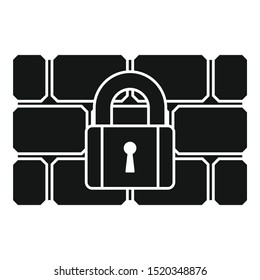 Firewall padlock icon. Simple illustration of firewall padlock vector icon for web design isolated on white background
